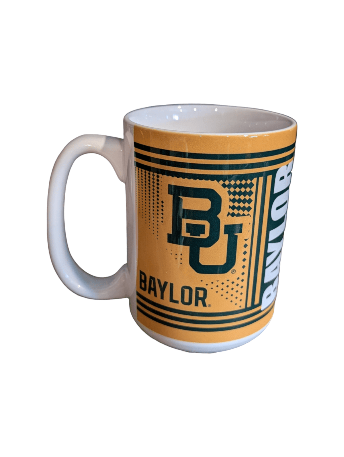 Baylor Bears Ceramic Coffee Cup - 15 oz Green and Gold Mug Barware - Available at Carrot Stick Sports