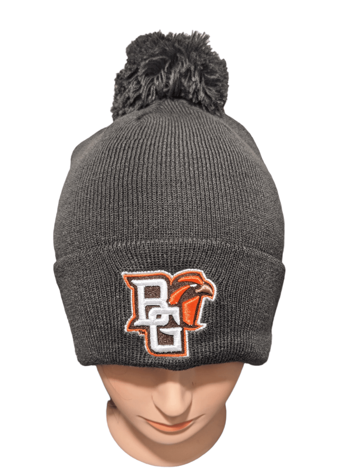 BGSU Falcon Logo Knit Winter Beanie with Pom Hat - Available at Carrot Stick Sports