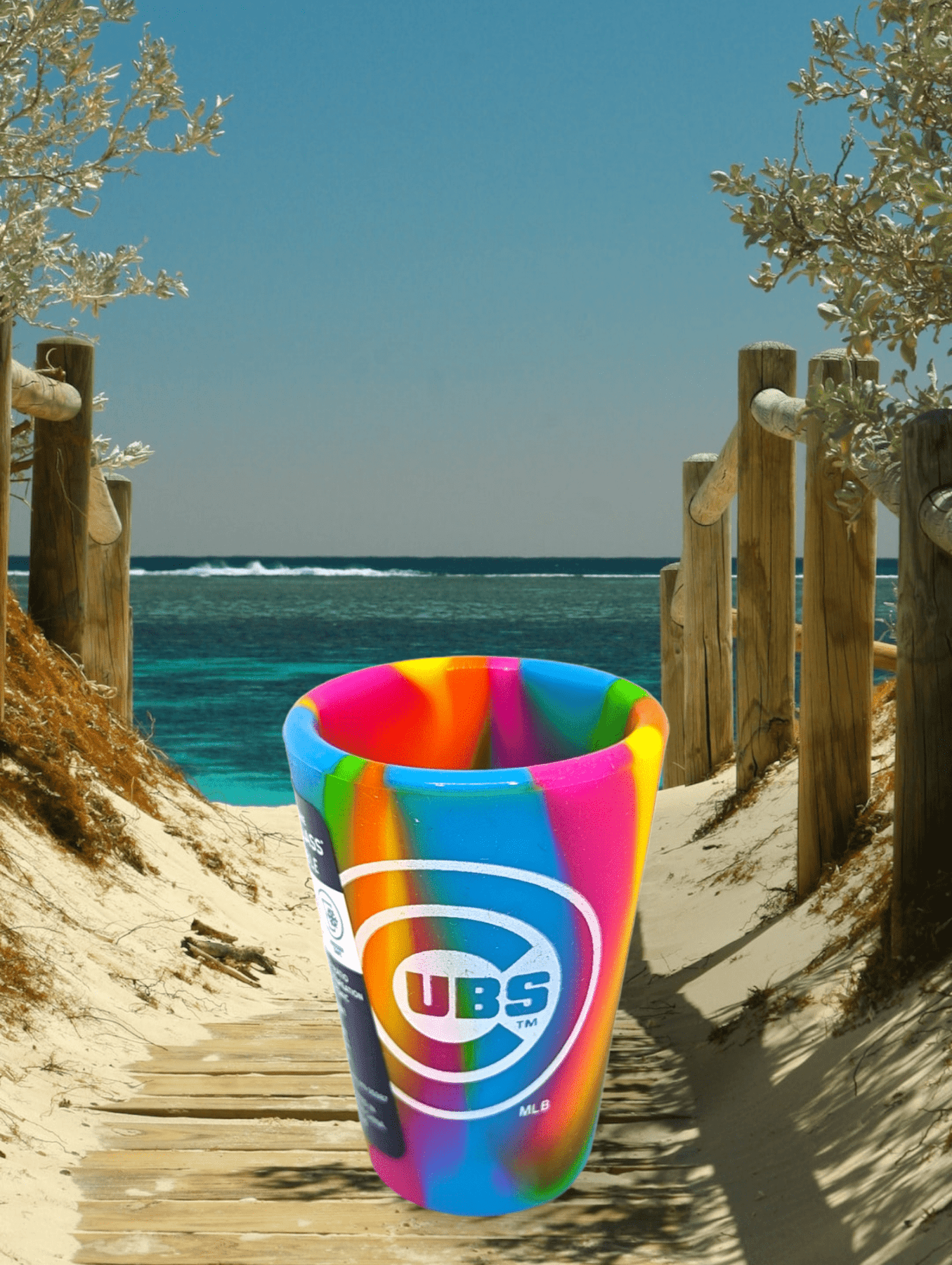 Chicago Cubs Rainbow Silicone Shot Glass for Outdoor Fans Shot Glass - Available at Carrot Stick Sports