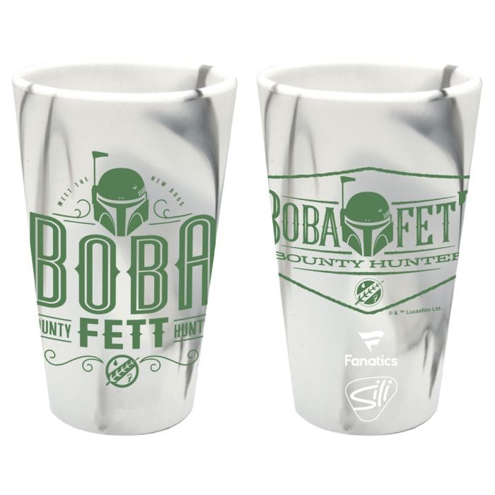 Galactic Boba Fett Silicone Pint Glass - White Marbled, Flexible & Unbreakable Barware - Available at Carrot Stick Sports