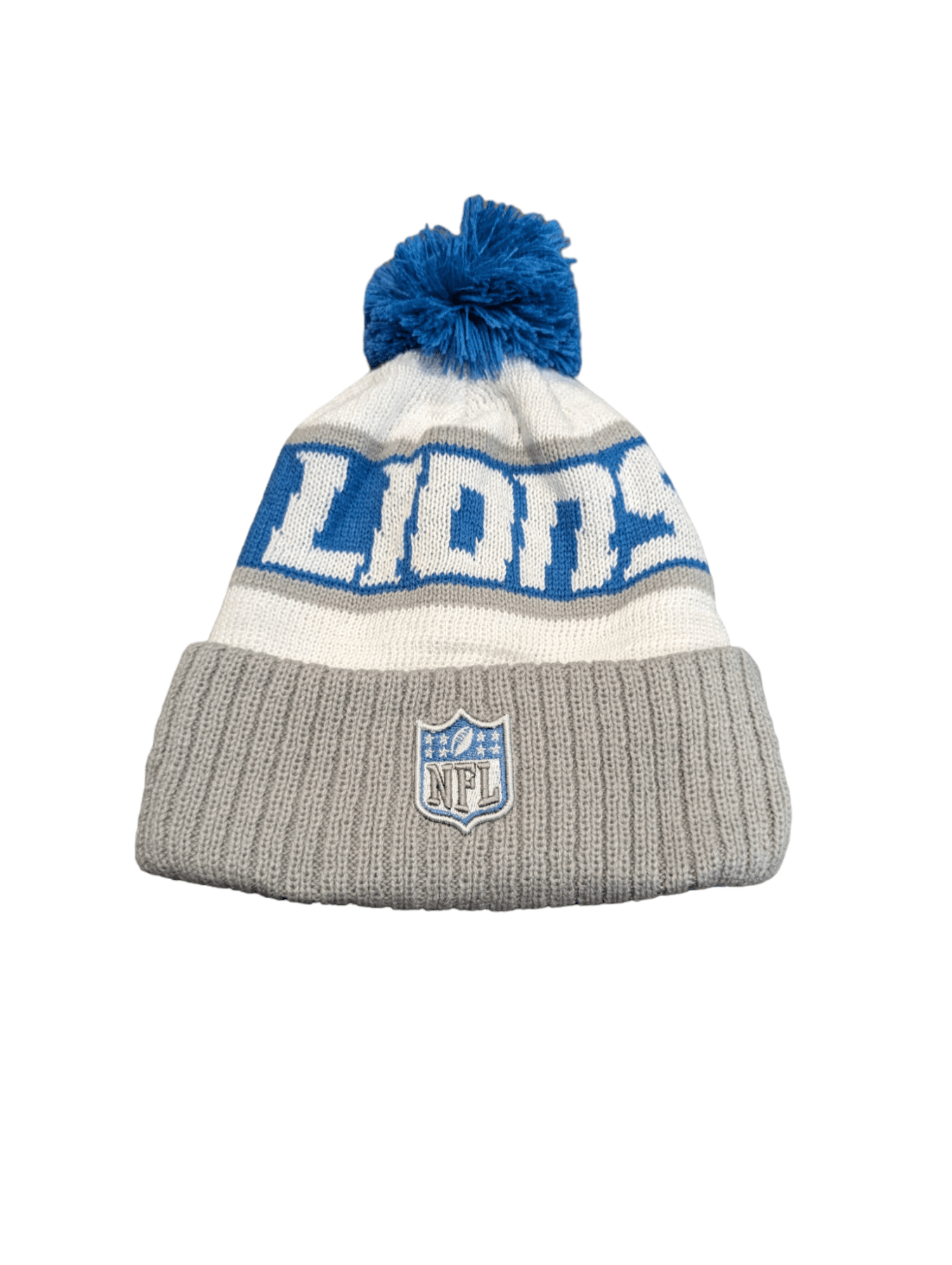 Lions Logo Embroidered Winter Pom Hat with Fleece Lining Hat - Available at Carrot Stick Sports