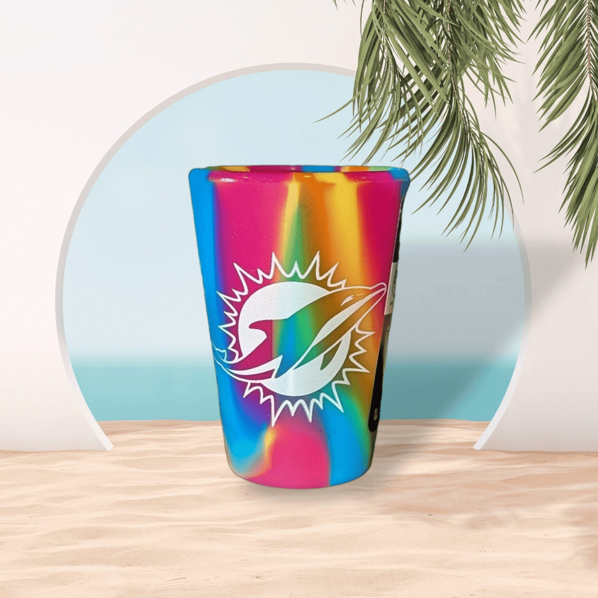 Miami Dolphins Logo Silicone Rainbow Shot Glass Shot Glass - Available at Carrot Stick Sports