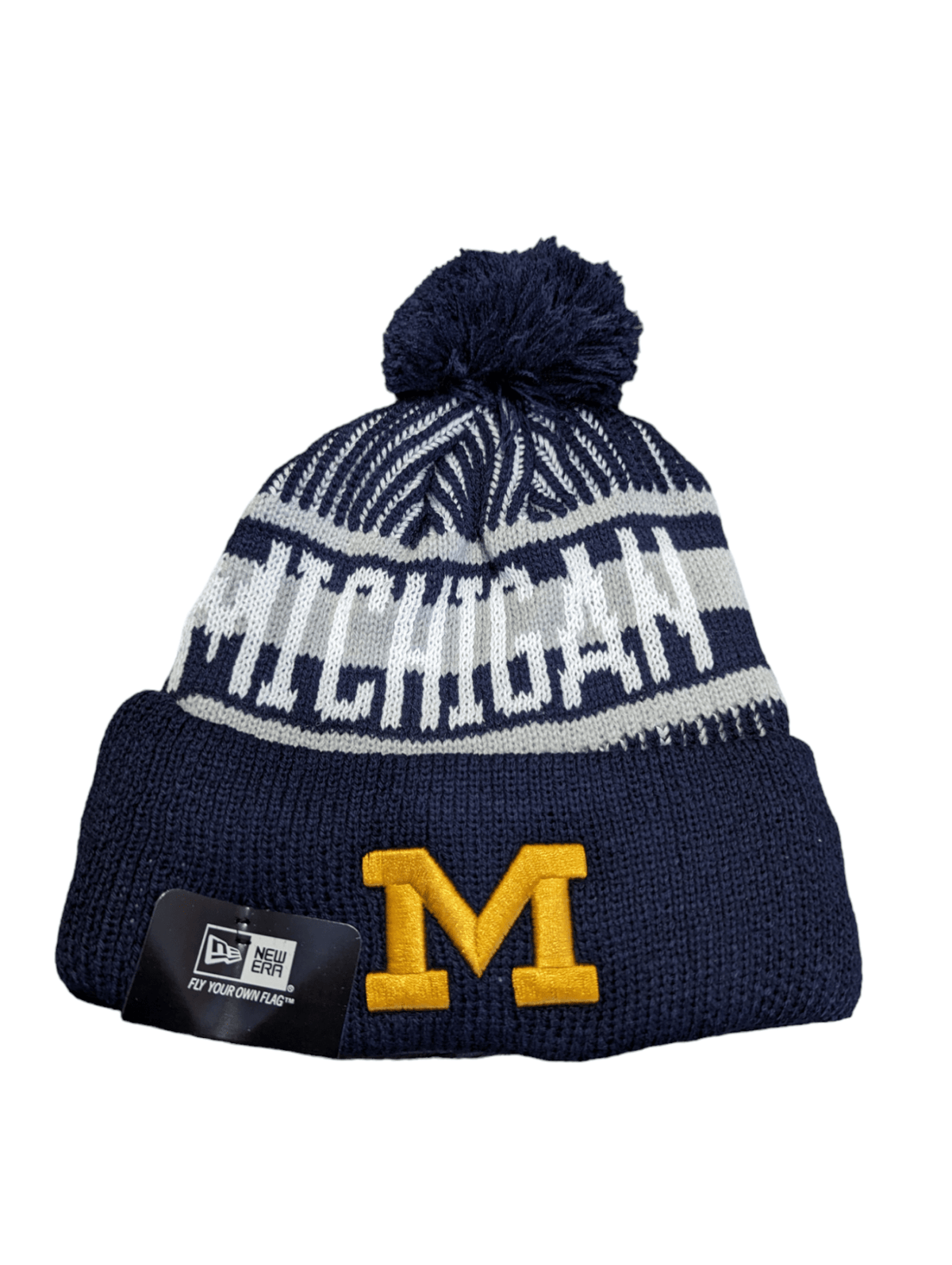 Michigan Logo Pom Pom Fleece Lined Winter Beanie Hat - Available at Carrot Stick Sports