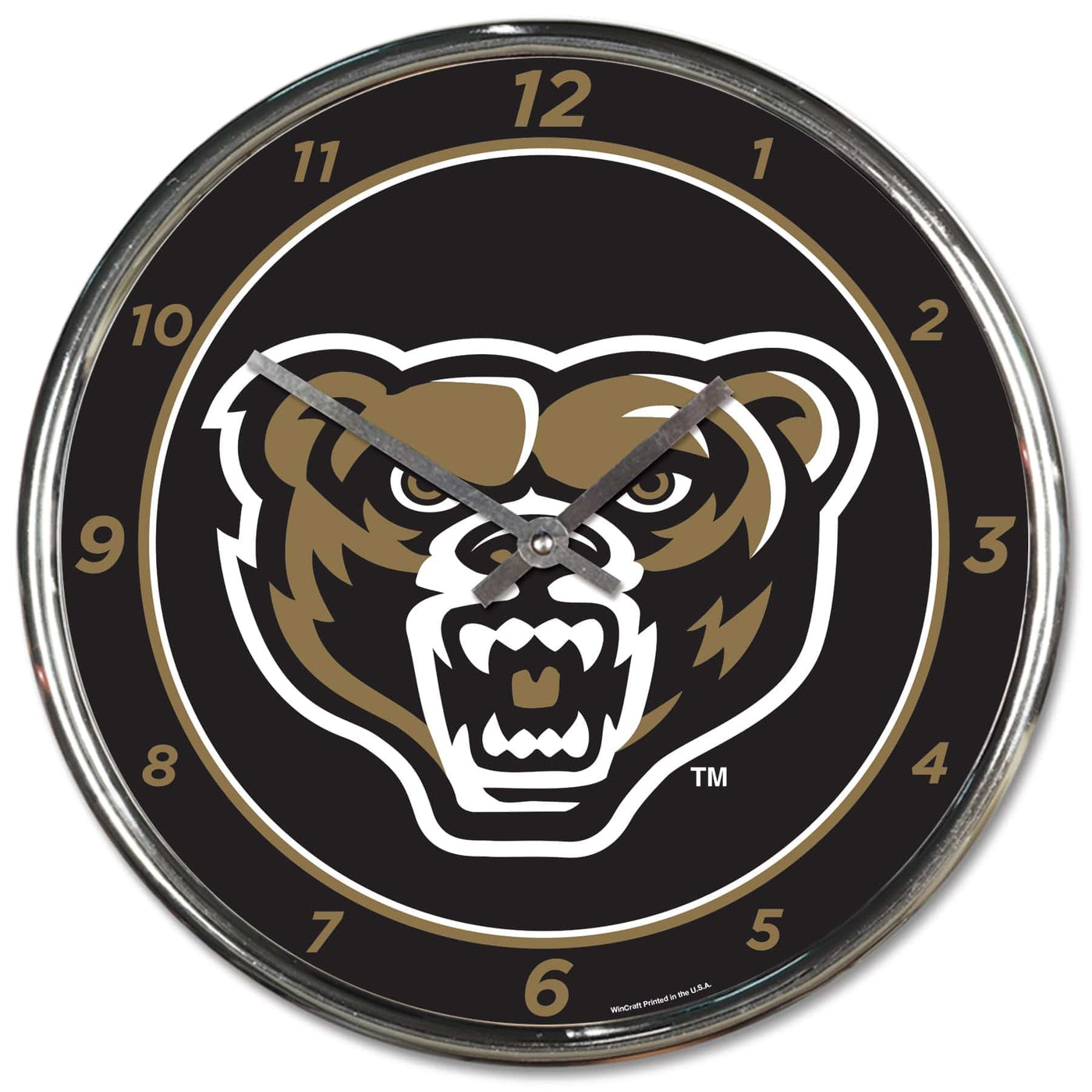 Oakland University Chrome Wall Clock Clock - Available at Carrot Stick Sports
