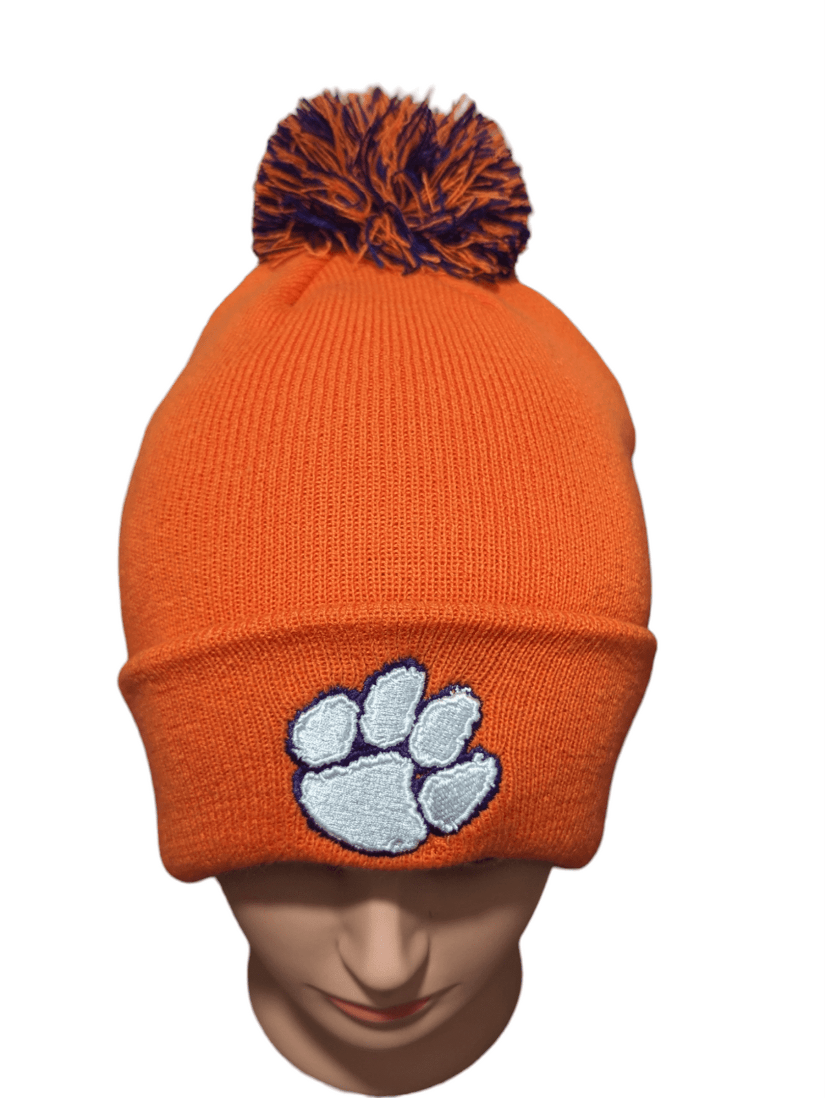 Orange Paw Print Knit Hat for Clemson University Tigers Hat - Available at Carrot Stick Sports