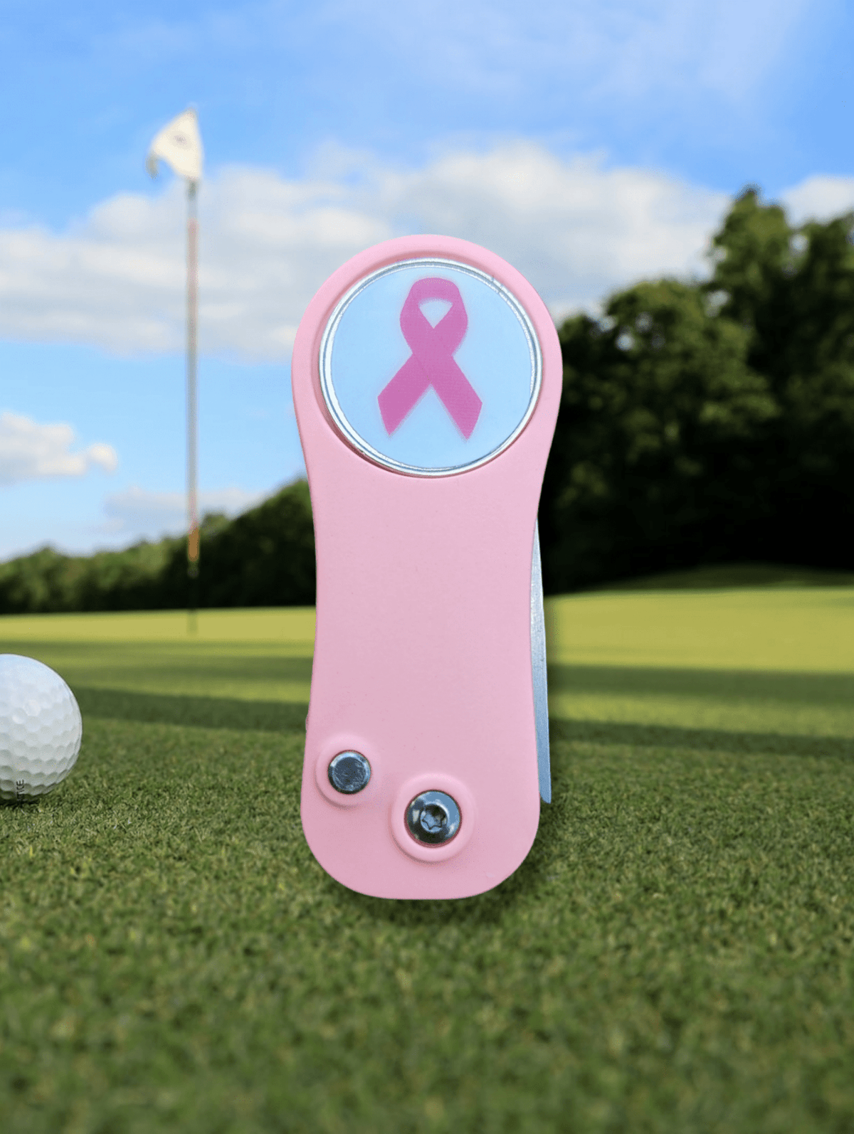Pink Ribbon Ball Mark Repair Tool Golf Gear - Available at Carrot Stick Sports