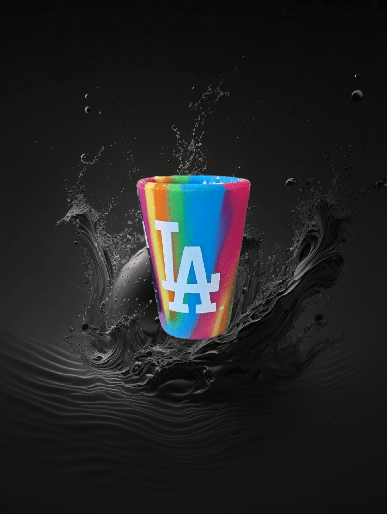 Rainbow Silicone LA Dodgers Shot Glass - Unbreakable and Non - Toxic Shot Glass - Available at Carrot Stick Sports