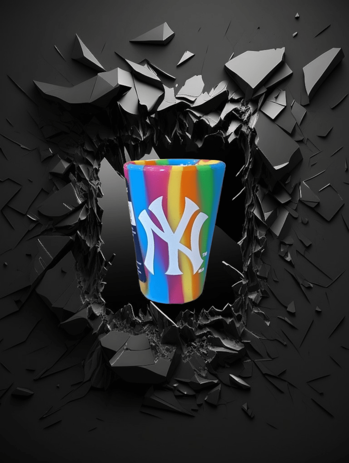 Rainbow Silicone New York Yankees Shot Glass - Unbreakable and Non - Toxic Shot Glass - Available at Carrot Stick Sports