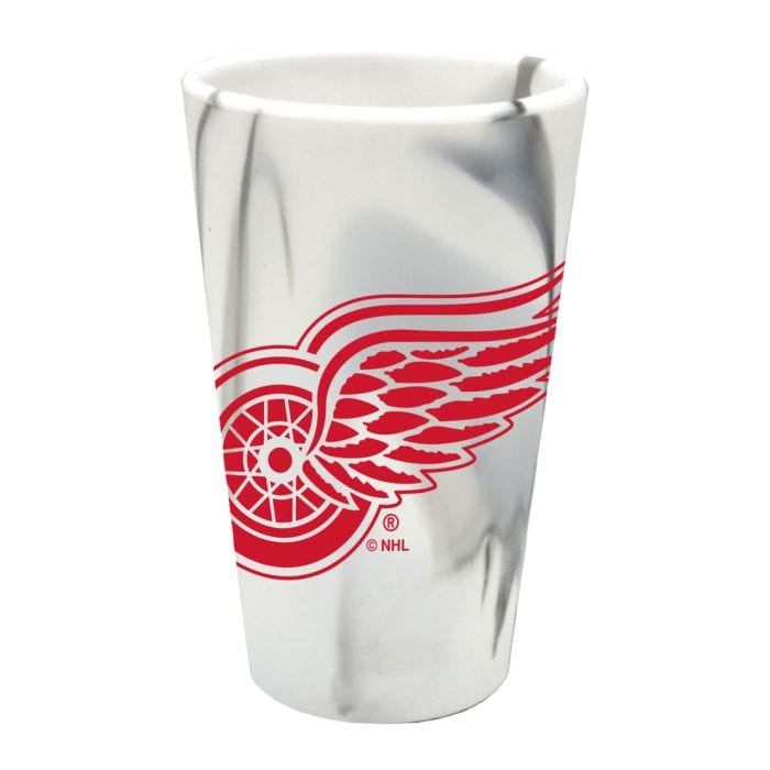 Red Wings Silicone Pint Glass - Marbled Design, Unbreakable - Ideal for All Ages Barware - Available at Carrot Stick Sports