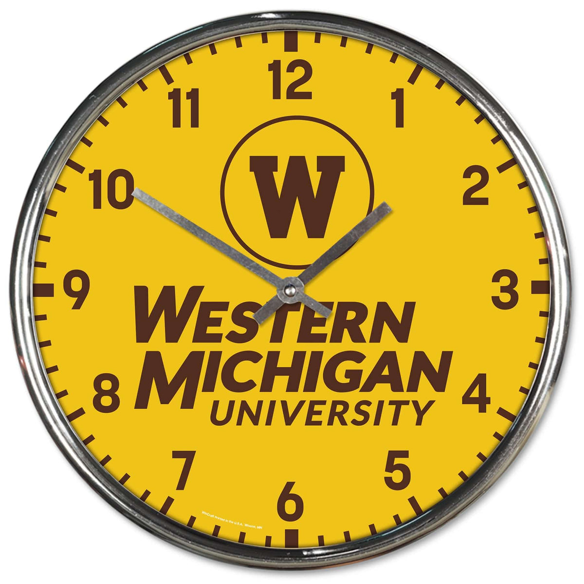 Western Michigan Chrome Wall Clock Clock - Available at Carrot Stick Sports