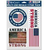 America Strong w/3 Decals Fan Pack Sticker - Available at Carrot Stick Sports