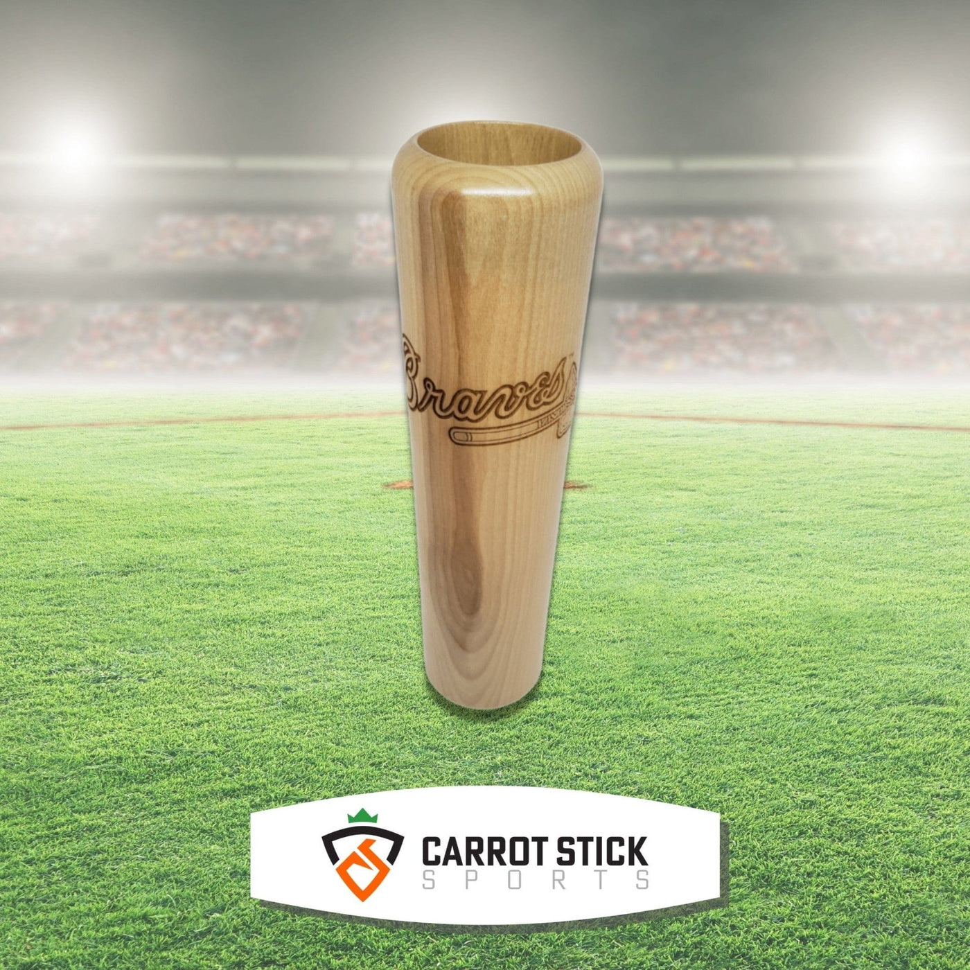 Atlanta Braves Baseball Bat Beer Mug - Birch Wood Laser Engraved Tomahawk Design Beermug - Available at Carrot Stick Sports