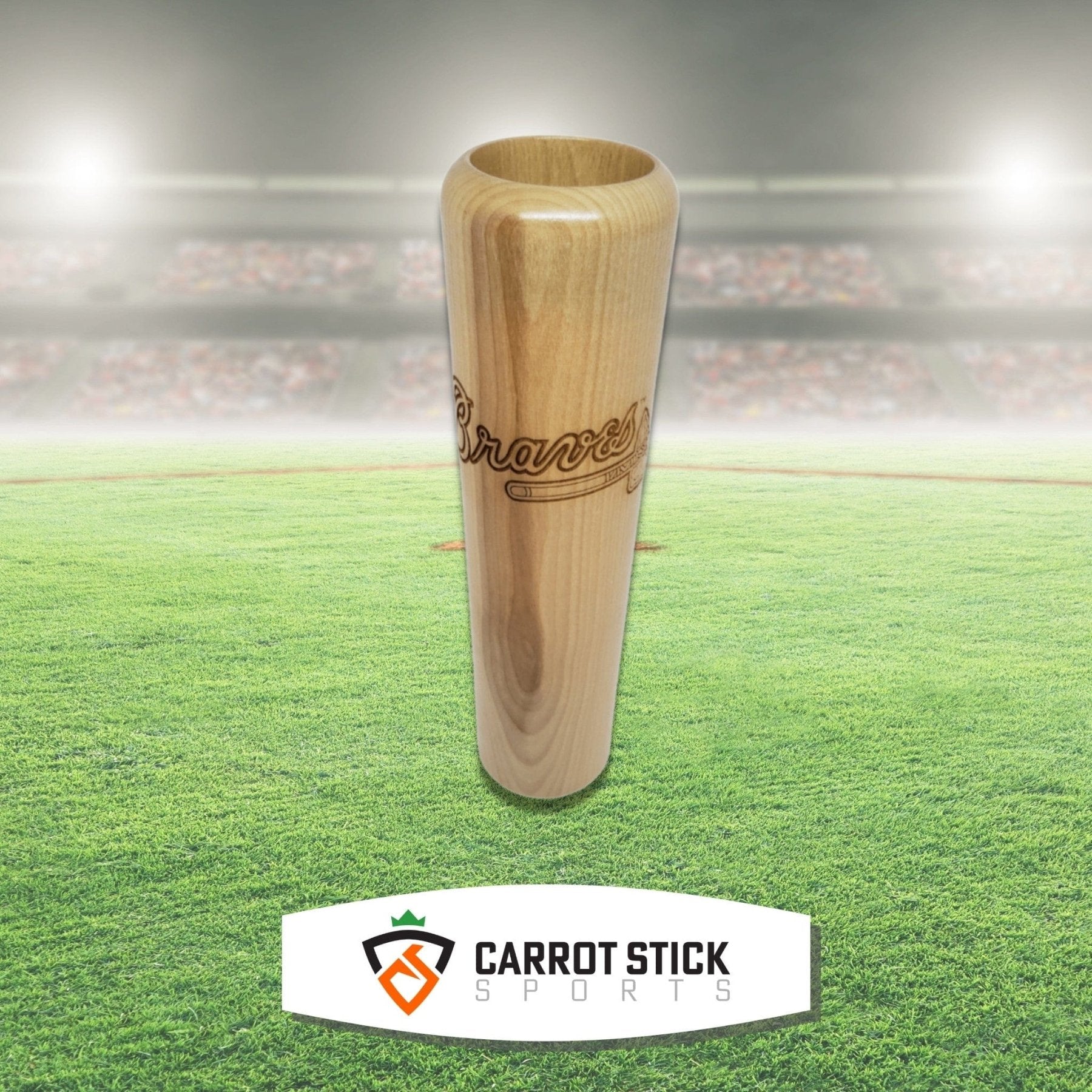 Atlanta Braves Baseball Bat Beer Mug - Birch Wood Laser Engraved Tomahawk Design Beermug - Available at Carrot Stick Sports