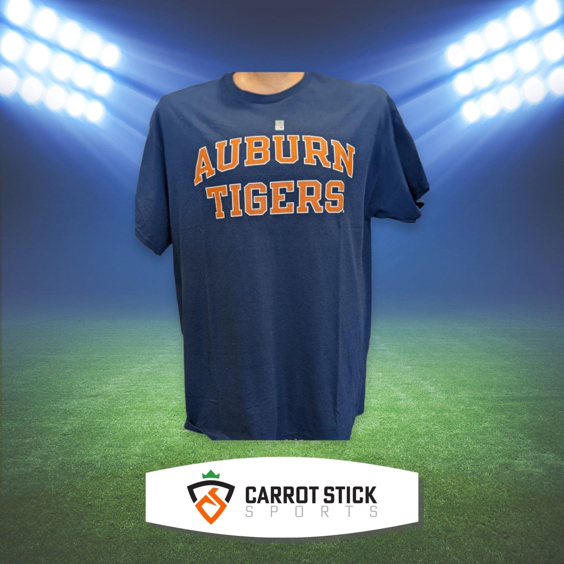 Auburn Tigers T-Shirt in Navy Blue and Burnt Orange, image size:1800x1800
