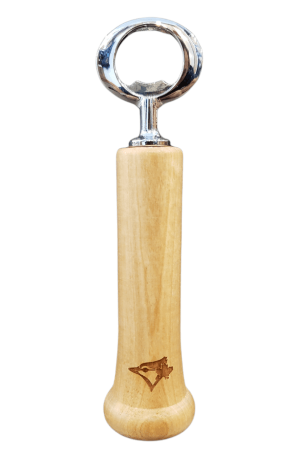 Blue Jays Baseball Bat Handle Beer Bottle Opener with Laser Engraving Bottle Opener - Available at Carrot Stick Sports