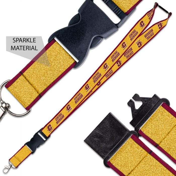 Central Michigan Chippewas Lanyard with Buckle Glitter Keychains - Available at Carrot Stick Sports