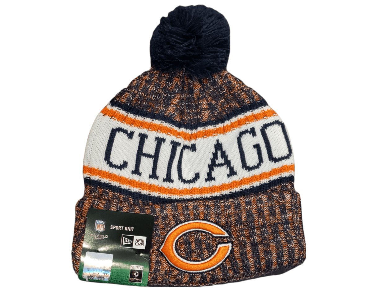 Chicago Bears Pom Pom Knit Winter Hat with Fleece Lining Hat - Available at Carrot Stick Sports