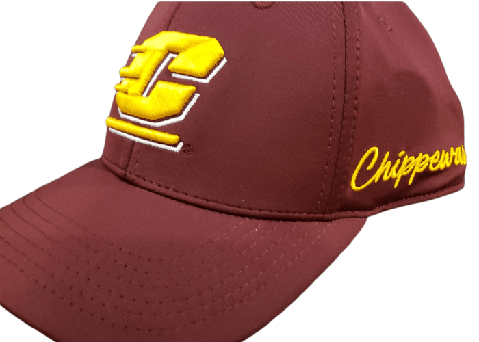 Chippewas Maroon and Gold Stretch Fit Golf Hat hats - Available at Carrot Stick Sports