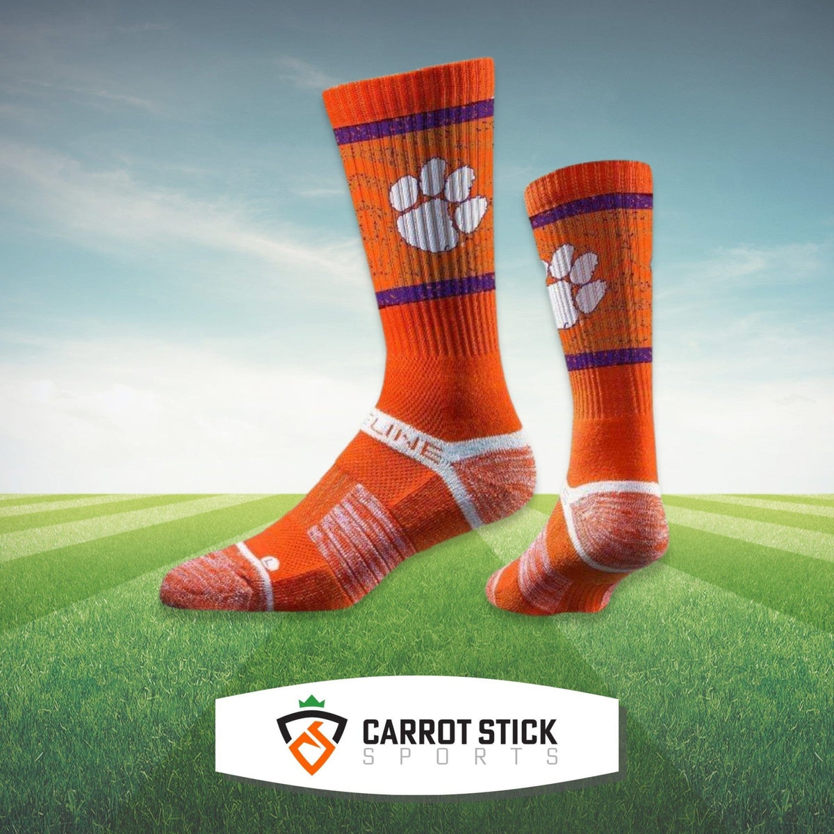 Clemson Orange Premium Crew Socks - Available at Carrot Stick Sports