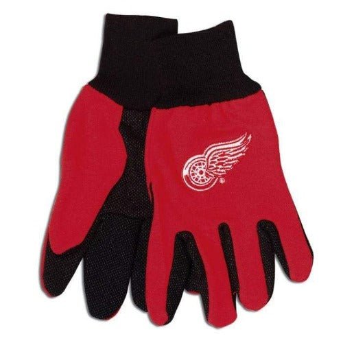 Detroit Red Wings Adult Black and Red Two Tone Gloves Gloves - Available at Carrot Stick Sports