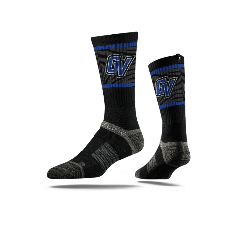 Grand Valley State Black Crew Socks - Available at Carrot Stick Sports