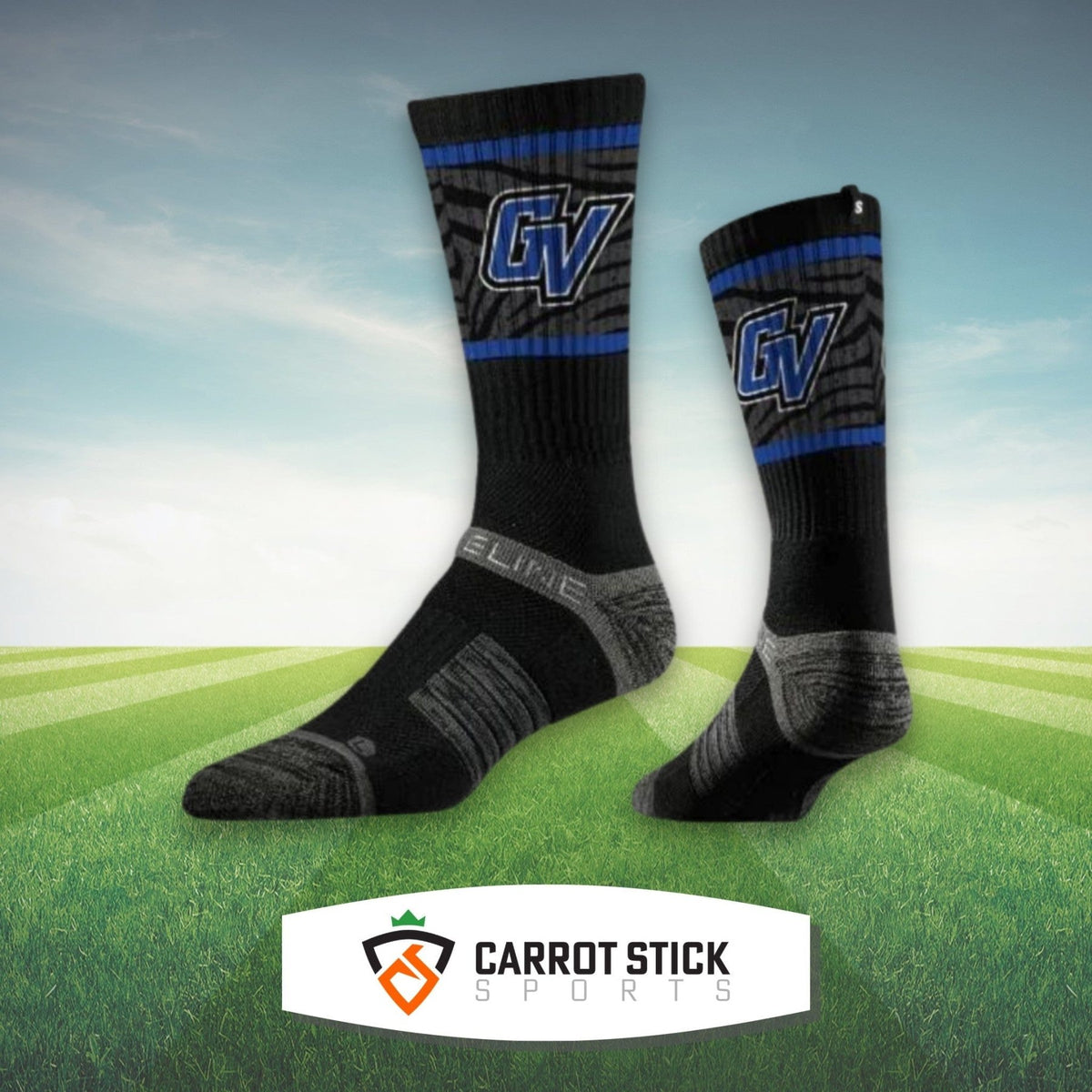 Grand Valley State Black Crew Socks - Available at Carrot Stick Sports