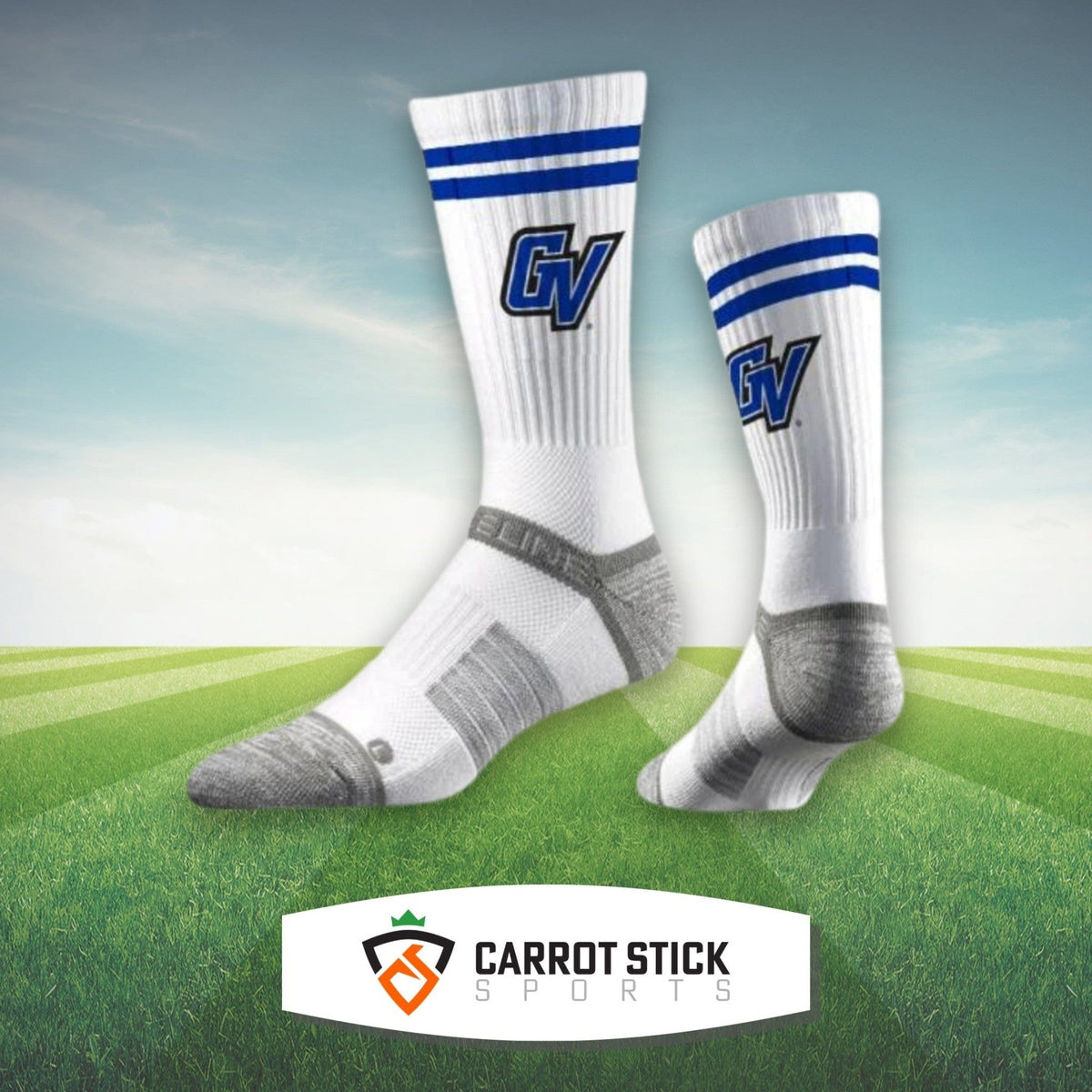 Grand Valley State Crew Socks - White Socks - Available at Carrot Stick Sports