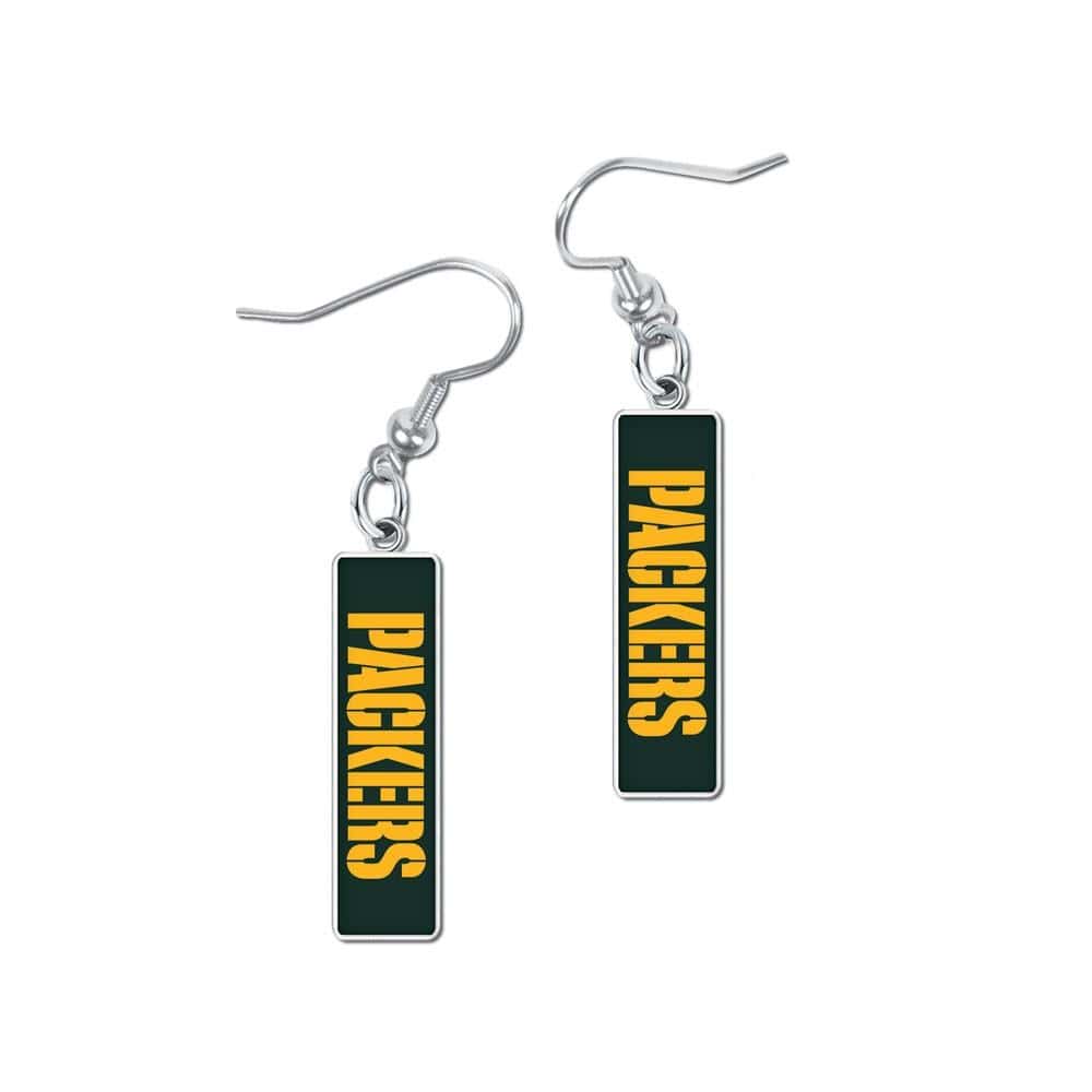 Green Bay Packers Hanging Rectangle Earrings Earrings - Available at Carrot Stick Sports