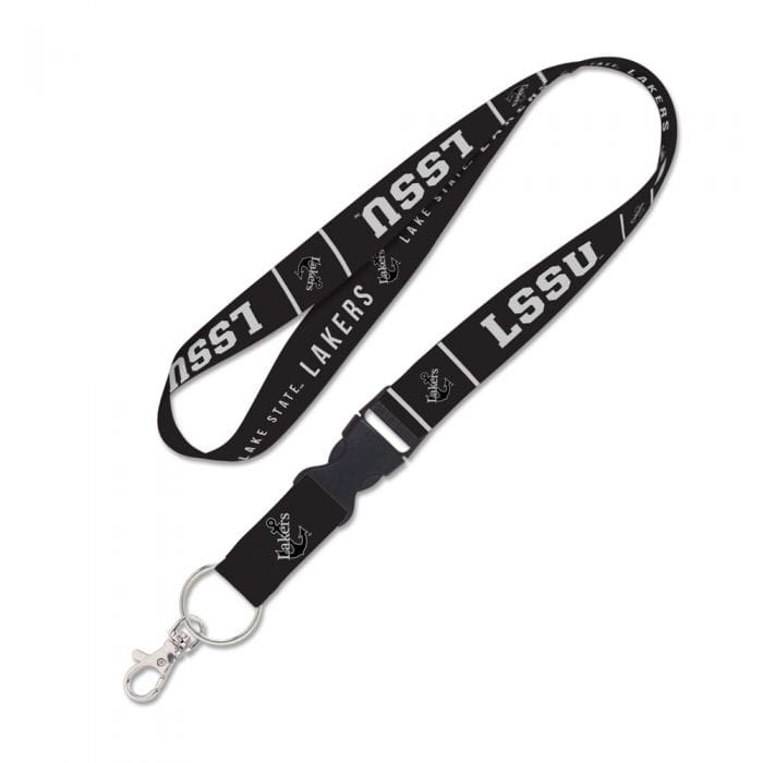 Lake Superior State Lakers Blackout Lanyard w/ detachable buckle Keychains - Available at Carrot Stick Sports
