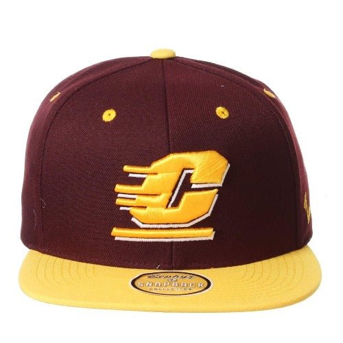 Maroon CMU Chippewas Snapback Cap with Gold Accents Hat - Available at Carrot Stick Sports
