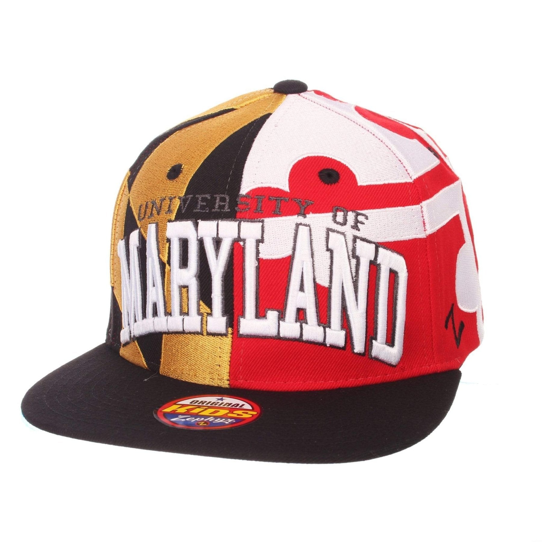 Maryland State Flag Inspired Youth Snapback Hat hats - Available at Carrot Stick Sports