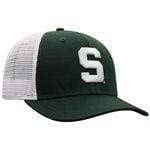 Michigan State Spartans Green Mesh Snapback with White Block S Hat - Available at Carrot Stick Sports