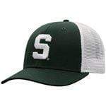 Michigan State Spartans Green Mesh Snapback with White Block S Hat - Available at Carrot Stick Sports