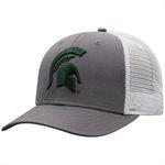 Michigan State Spartans Grey Mesh Cap with Green Helmet Logo Hat - Available at Carrot Stick Sports
