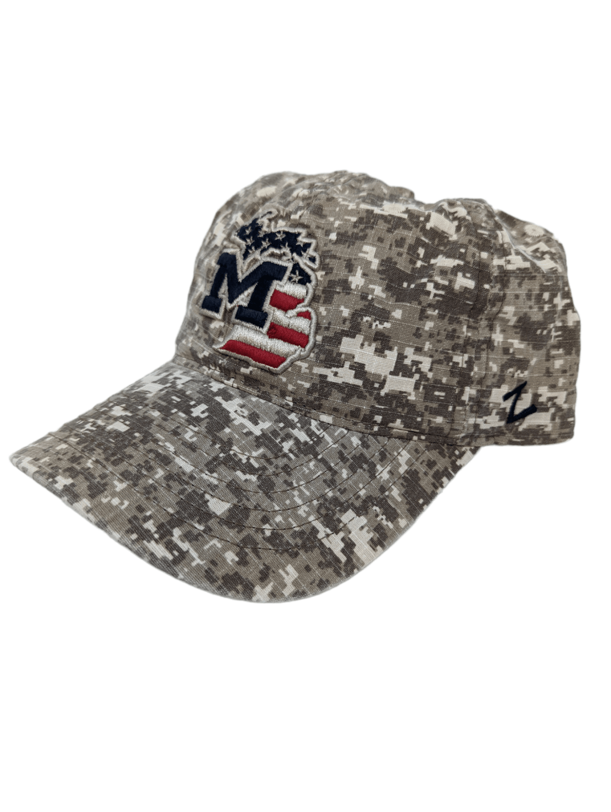 Michigan Wolverines Camo Hat with State Outline | Patriotic Ballcap Hats - Available at Carrot Stick Sports