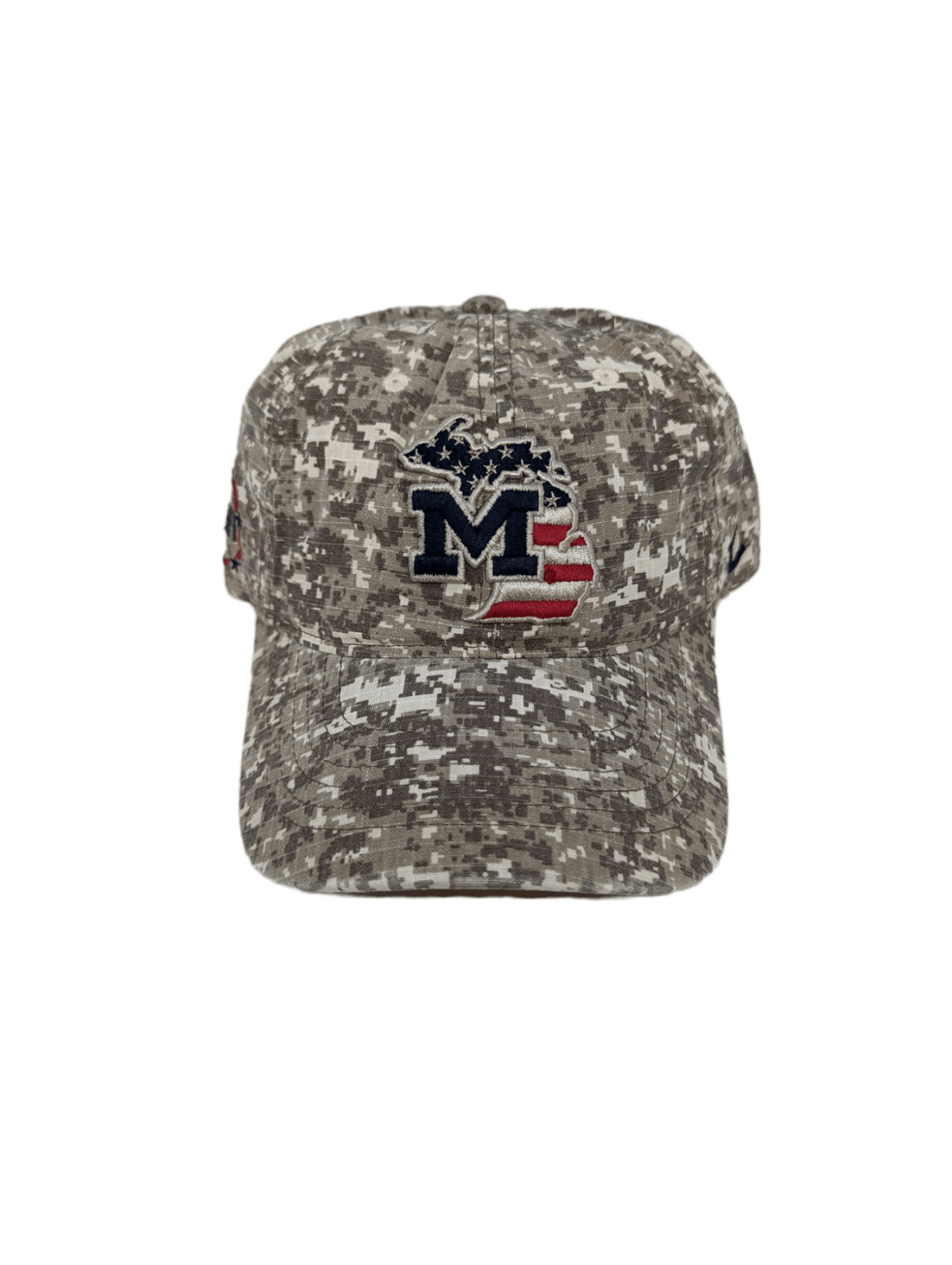 Michigan Wolverines Camo Hat with State Outline | Patriotic Ballcap Hats - Available at Carrot Stick Sports