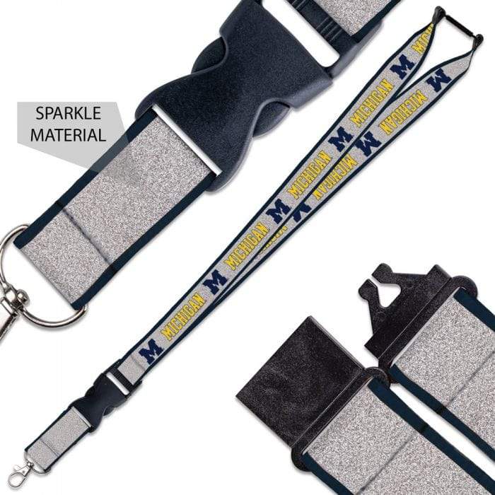 Michigan Wolverines Glitter Lanyard w/ detachable buckle Keychains - Available at Carrot Stick Sports