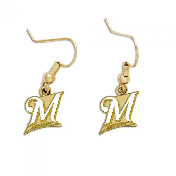 Milwaukee Brewers Hanging M Logo Earrings Earrings - Available at Carrot Stick Sports