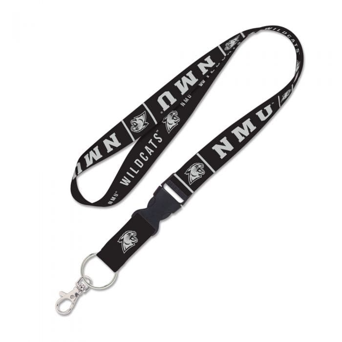 Northern Michigan Wildcats Blackout Lanyard w/ detachable buckle Keychains - Available at Carrot Stick Sports