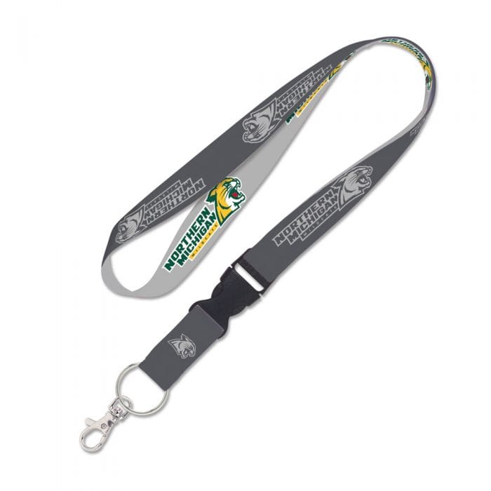 Northern Michigan Wildcats Charcoal Lanyard w/ detachable buckle Keychains - Available at Carrot Stick Sports