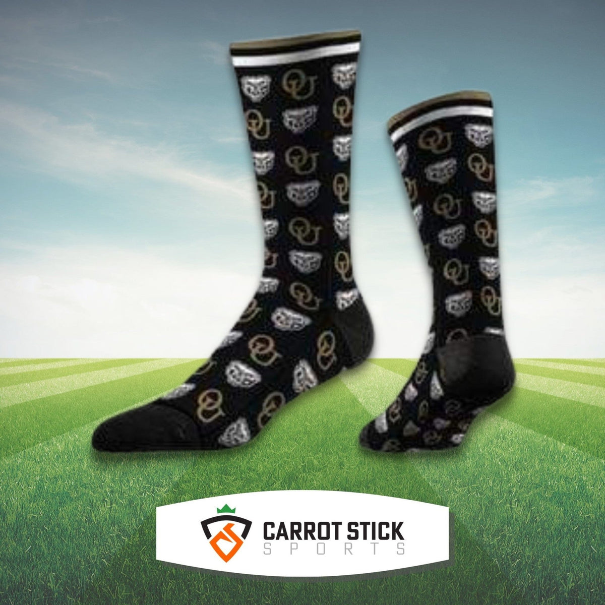 Oakland Golden Grizzlies Black Socks Socks - Available at Carrot Stick Sports
