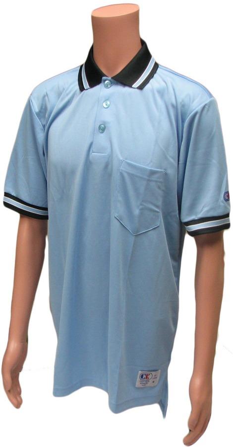 Powder Blue Shirt with Navy Collar Officiating Supplies - Available at Carrot Stick Sports