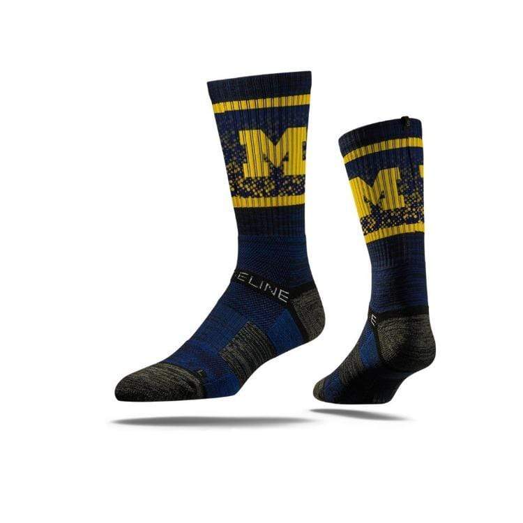 University of Michigan Blue Crew Socks With Maize Block M