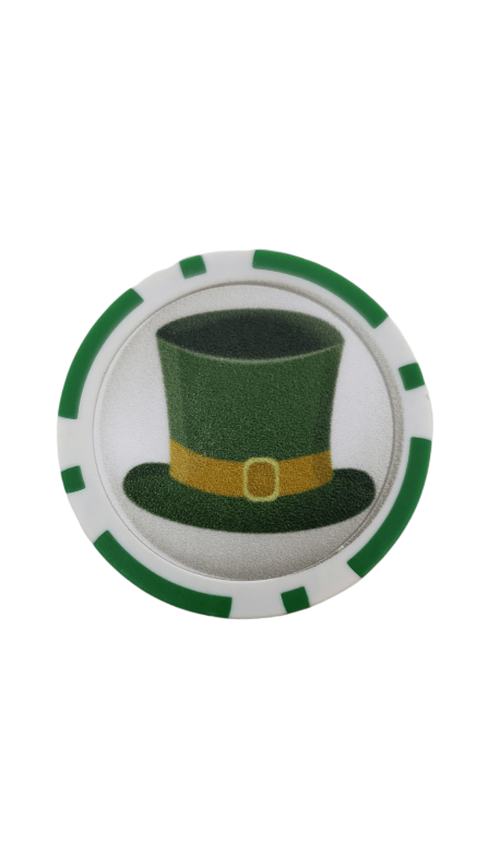 On The Mark Golf Gear Shamrock and Top Hat Poker Chip Ball Marker