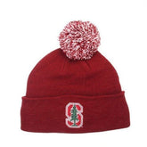 Stanford University Maroon Knit Pom Hat with Logo Hat - Available at Carrot Stick Sports