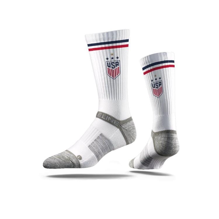 USA Gold Star Stripe White Crew Socks Socks - Available at Carrot Stick Sports