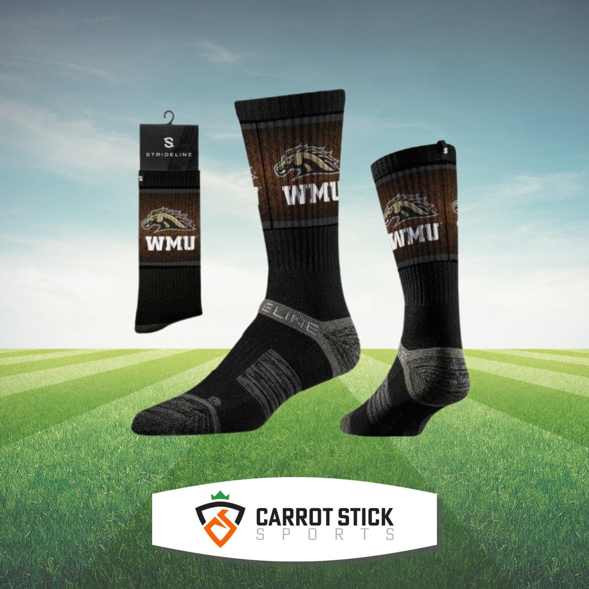 Western Michigan University Broncos Blac Socks - Available at Carrot Stick Sports