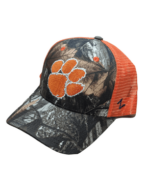 Adjustable Camouflage Mesh Cap - Clemson University Cotton - Polyester Blend Hat - Available at Carrot Stick Sports