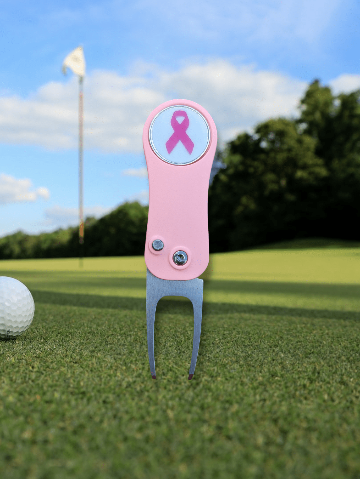 On The Mark Golf Gear Pink Ribbon Ball Mark Repair Tool