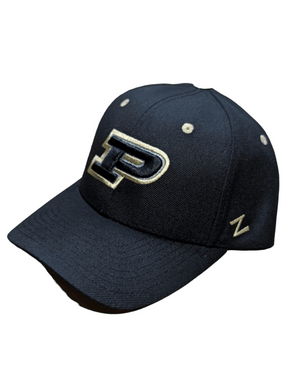 Purdue Boilermakers Black Adjustable Ballcap with Gold Logo Hat - Available at Carrot Stick Sports